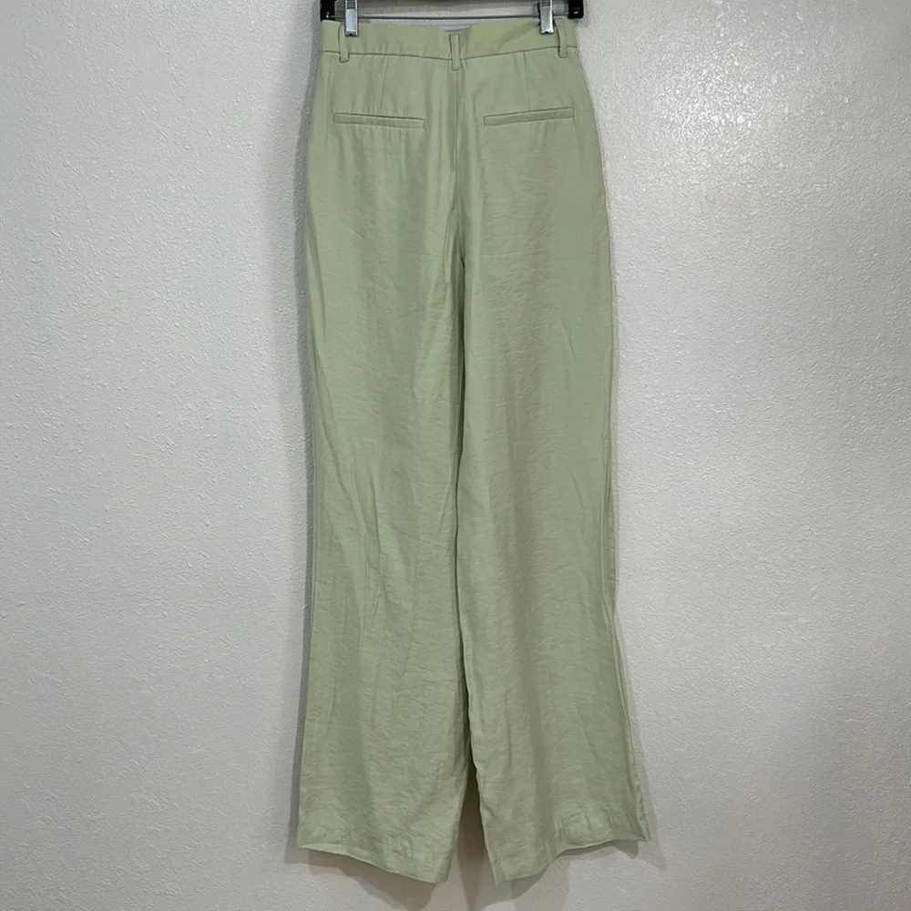 ZARA WOMENS TROUSERS PANTS HIGH RISE CELERY WIDE LEG Sz SMALL - Picture 3 of 10